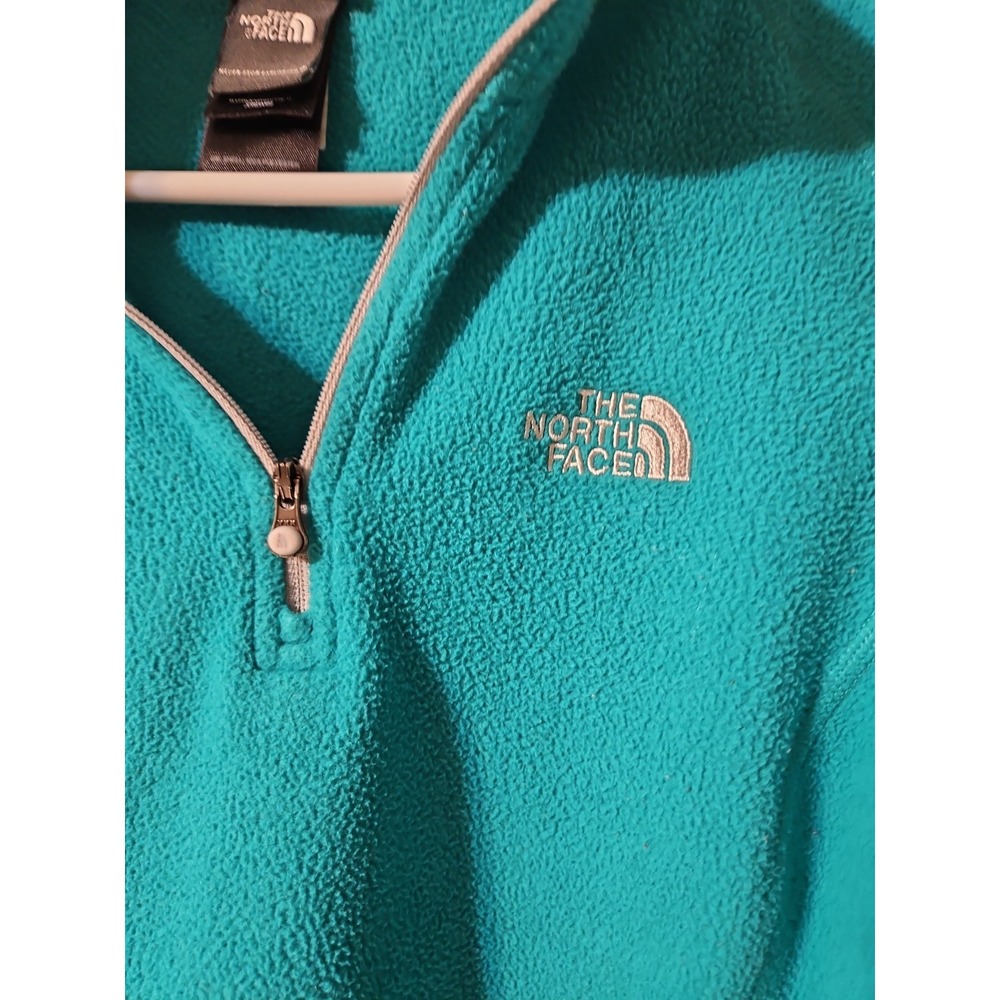 The North Face Women Green Fleece Quater Zip Pullover Sweater Size Medium (1649 - Picture 2 of 6
